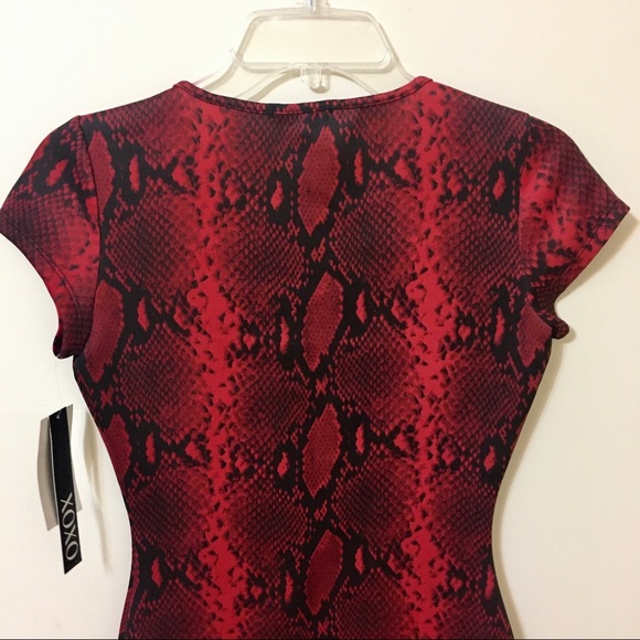 XOXO Snake Print Dress - Red and Black - Picture 4 of 7